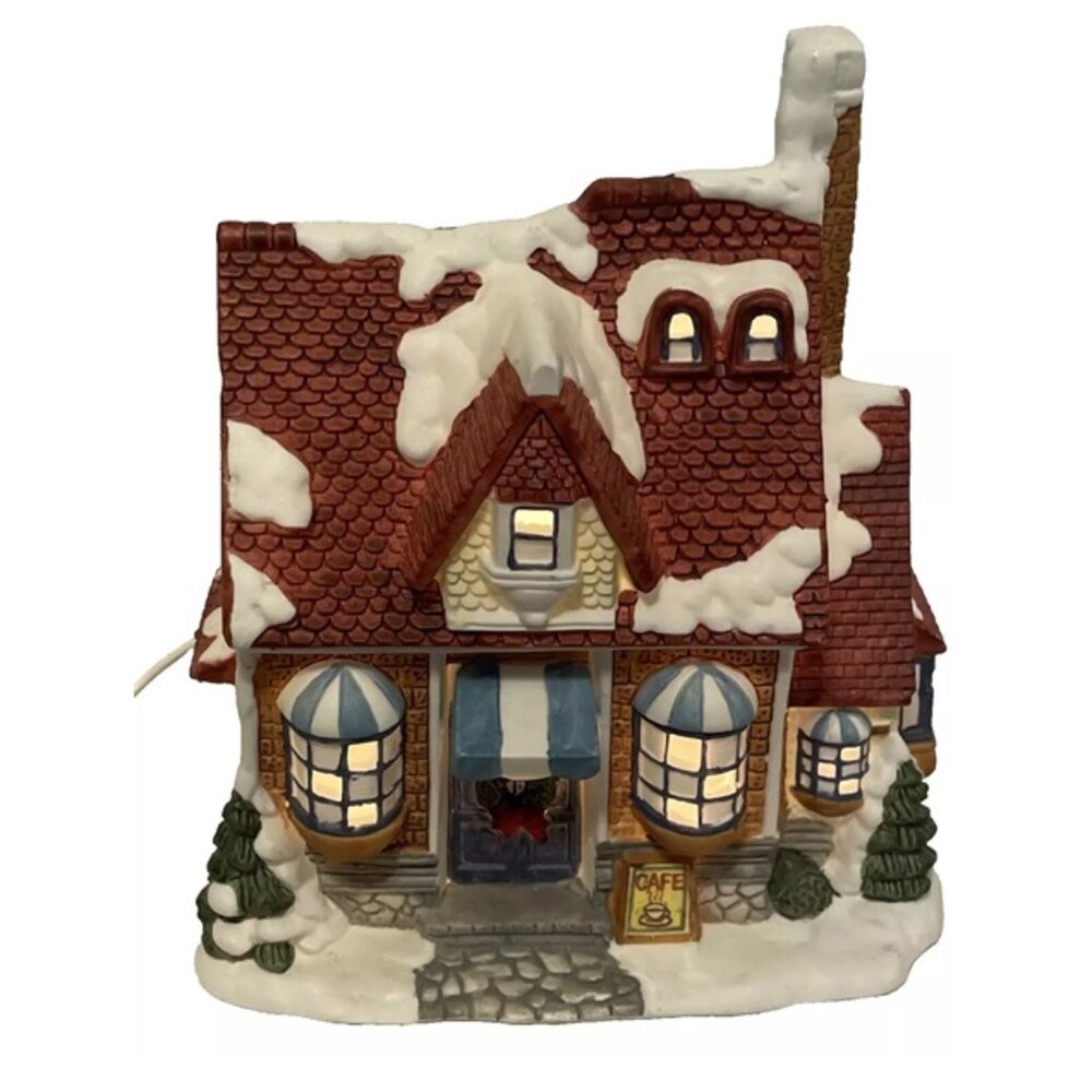 Christmas Village The Corner Cafe OOB Lighted Tested and Working 7 3 4 Tall